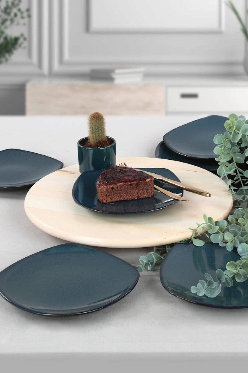 Set farfurii din ceramica pentru desert, Hermia, 275KRM1273, Albastru inchis - imagine 6